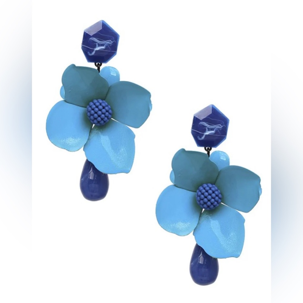 Blue Floral Earrings